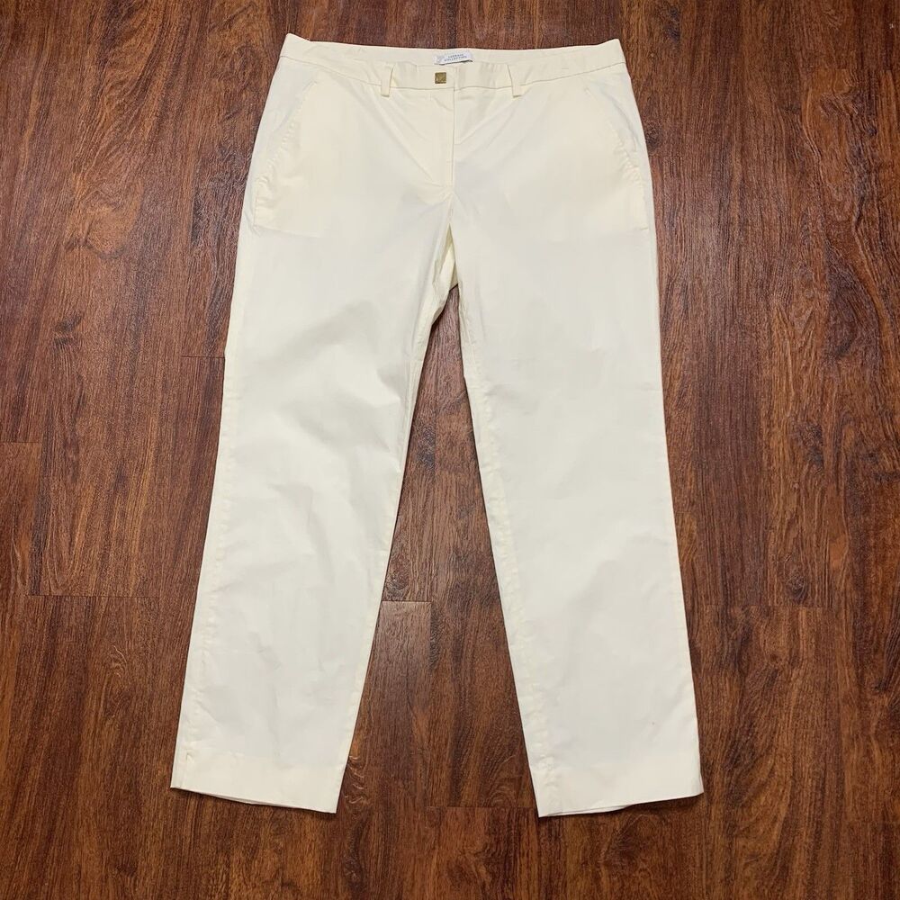 VERSACE COLLECTION Donna Tessuto Ankle Trousers Pants Ivory Sz IT 46 US 10?